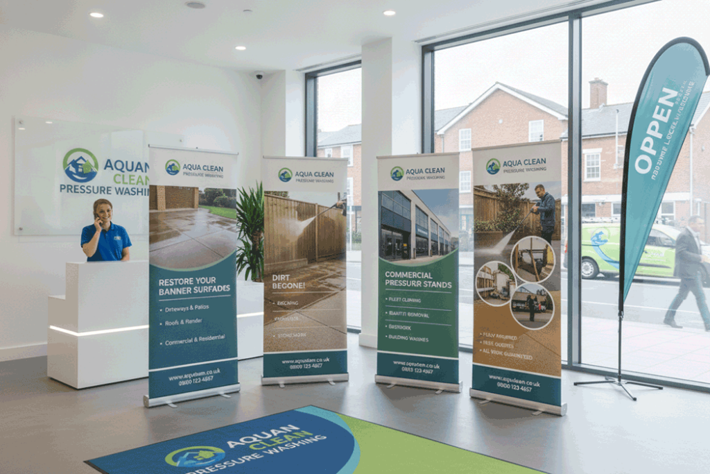 Pressure Washing Indoor Banner Stands