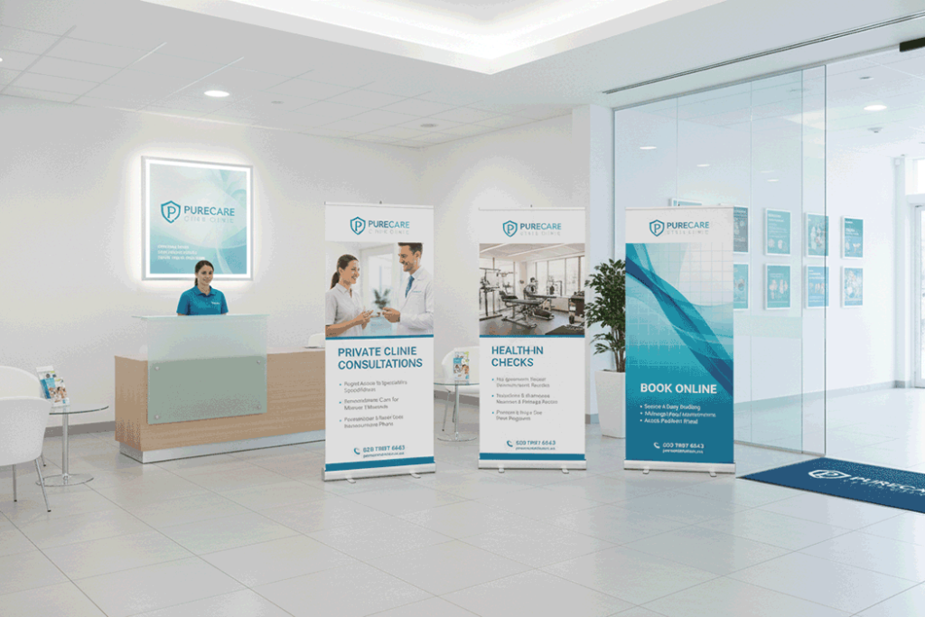 Private Clinic Indoor Banner Stands