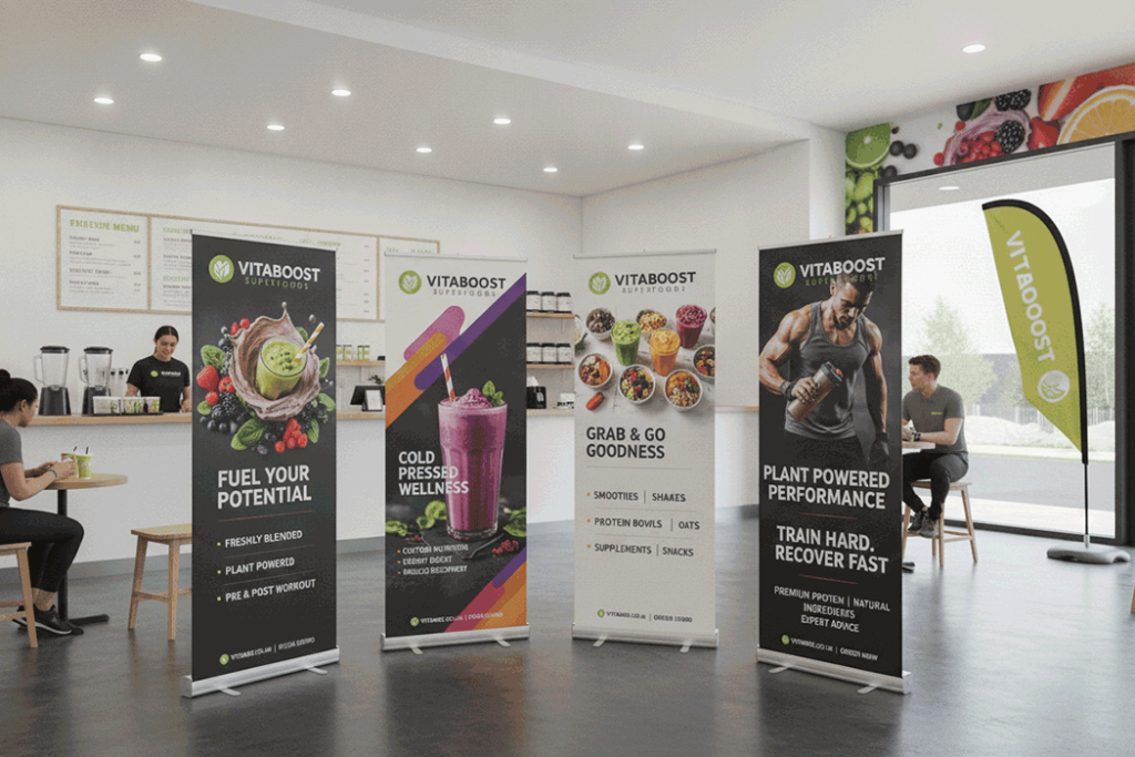Protein Shake Bar Indoor Banner Stands