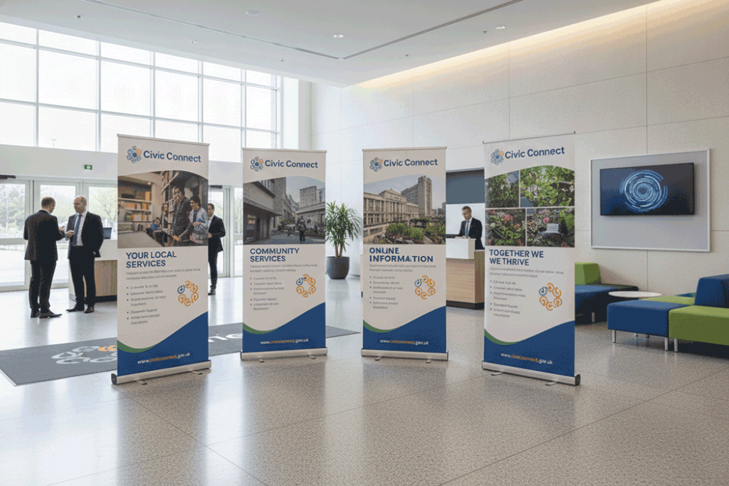 Public Building Indoor Banner Stands