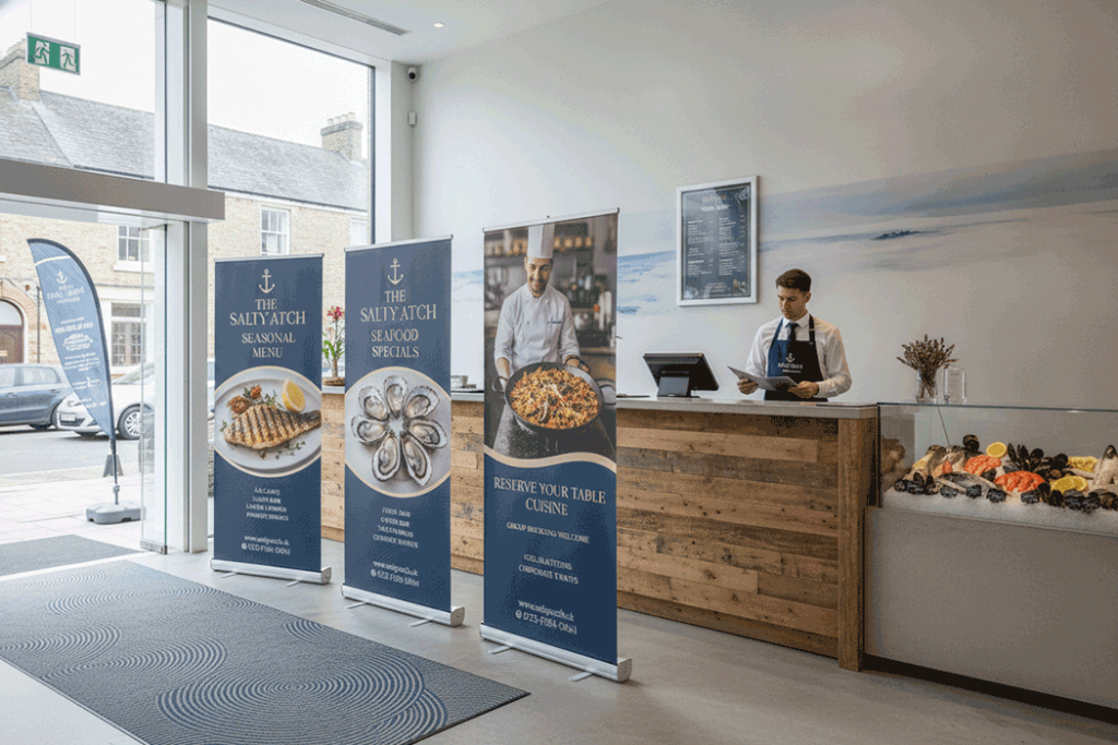 Seafood Restaurant Indoor Banner Stands