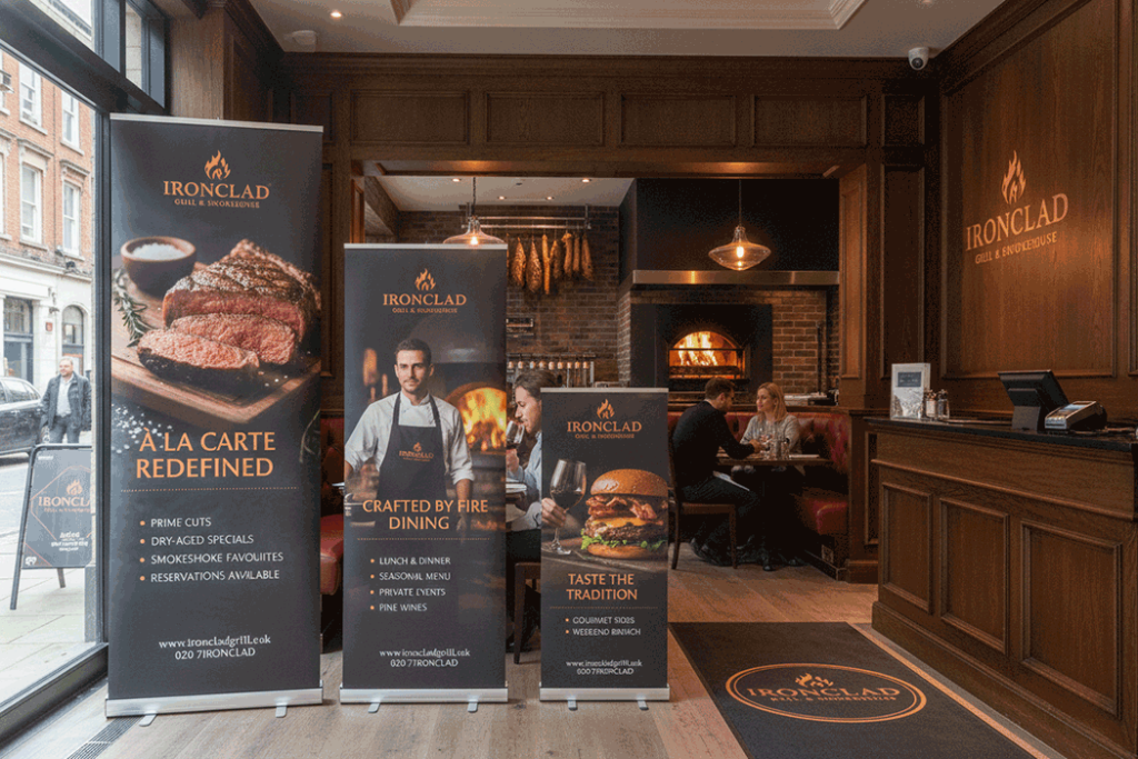 Steakhouse Restaurant Indoor Banner Stands