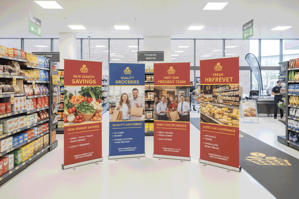 Supermarket Indoor Banner Stands