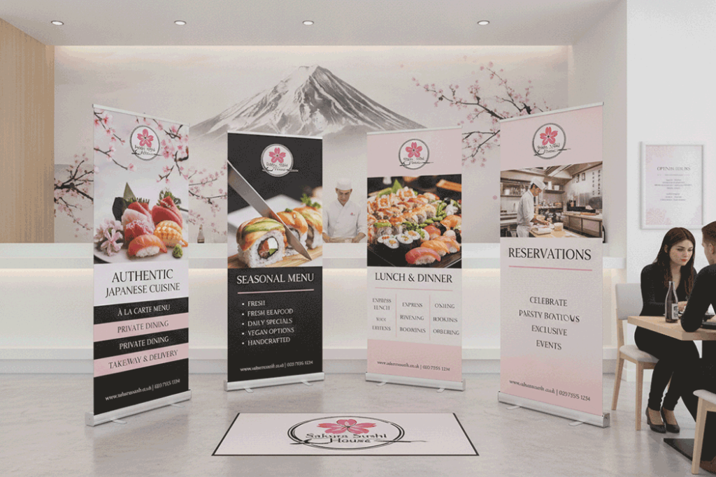 Sushi Restaurant Indoor Banner Stands