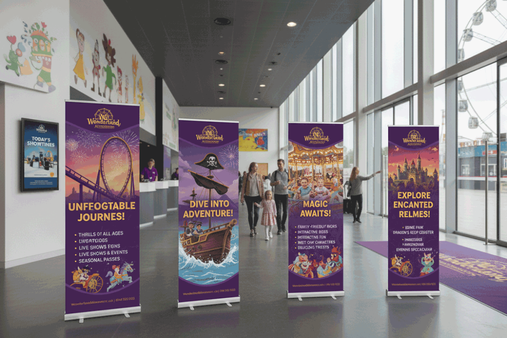 Theme Park Indoor Banner Stands