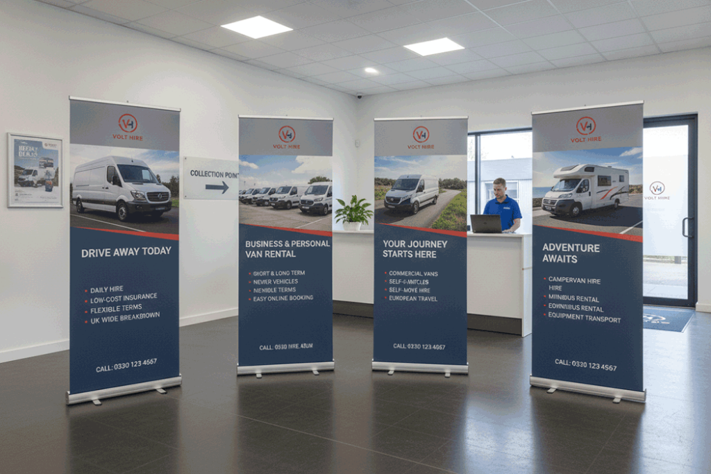 Van Hire Indoor Banner Stands