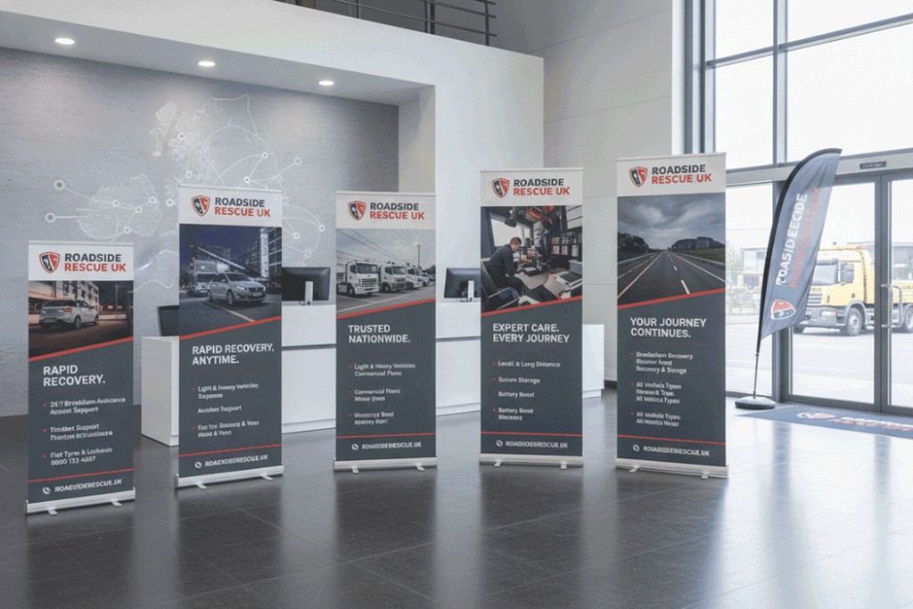 Vehicle Recovery Indoor Banner Stands
