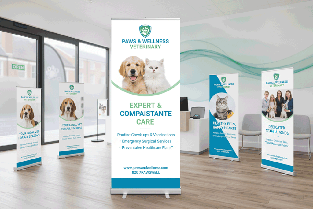 Veterinary Practice Indoor Banner Stands