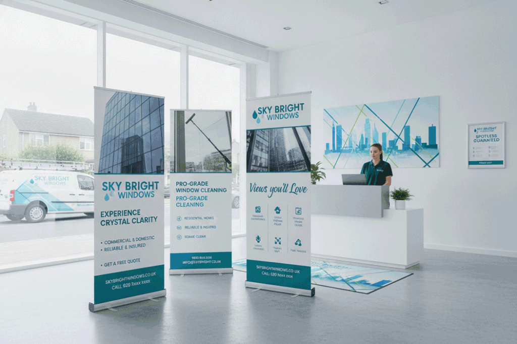Window Cleaning Indoor Banner Stands