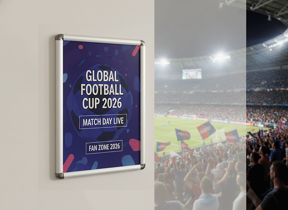World Cup Poster Stands with Printed Graphics