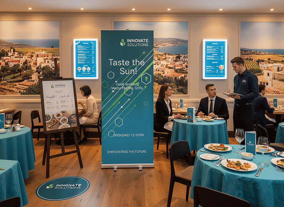 Mediterranean Restaurant Dining Area Banner Stands