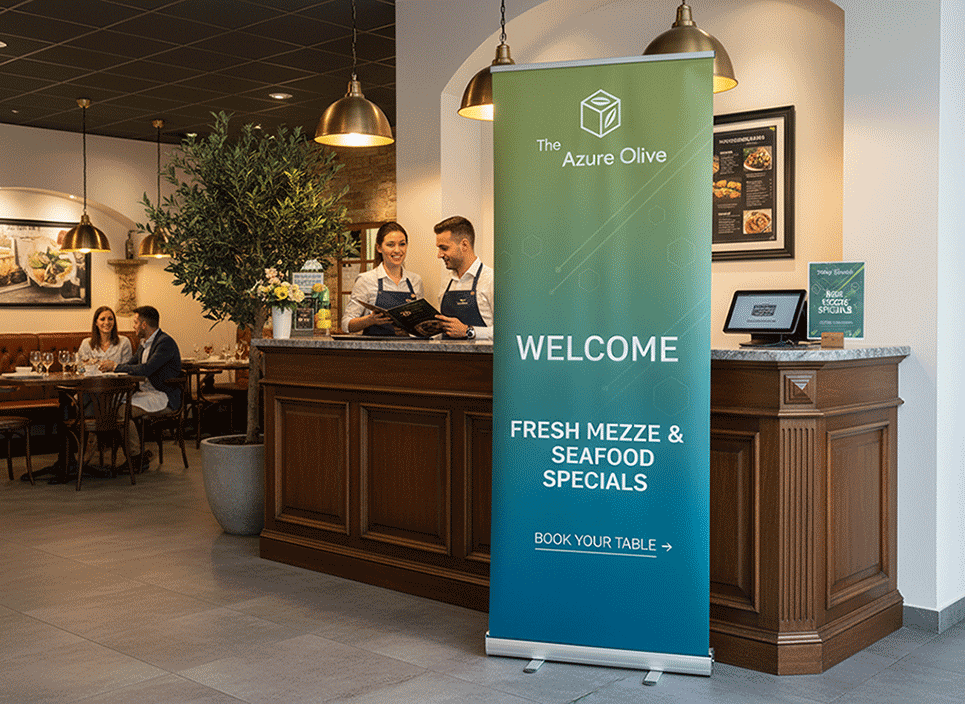 Mediterranean Restaurant Reception Banner Stands